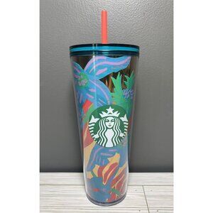 Starbucks Summer 2022 Forest Dream Aqua Terra Floral 24oz Tumbler